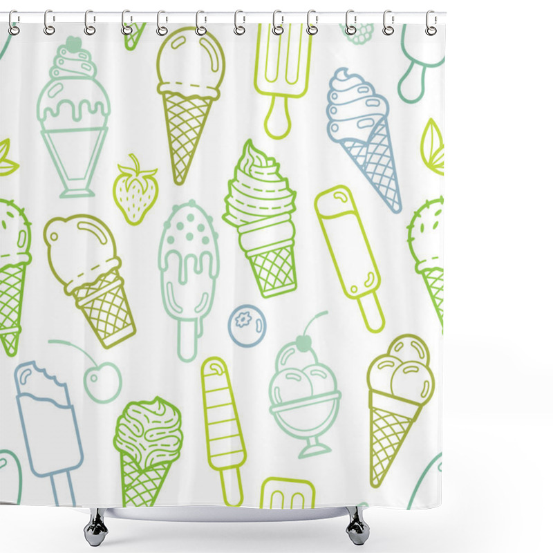 Personality  Vector Cute Lime Seamless Pattern With Ice Creams Shower Curtains