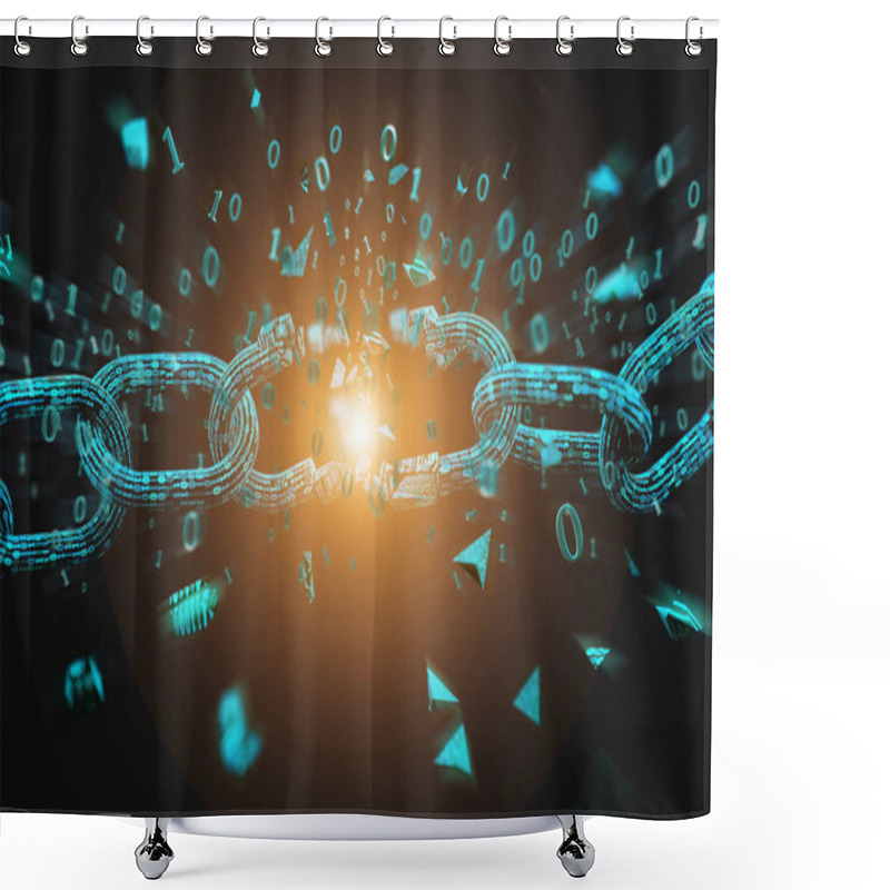 Personality  Link Of A Broken Blockchain Exploding  Shower Curtains