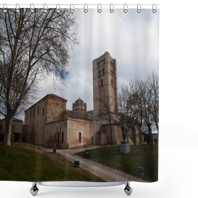 Personality  Zamora, Spain - 8 January 2021: Zamora Cathedral Shower Curtains