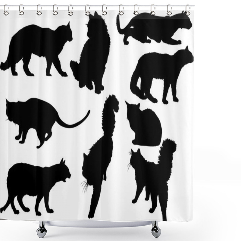 Personality  Nine Isolated Black Cats Shower Curtains