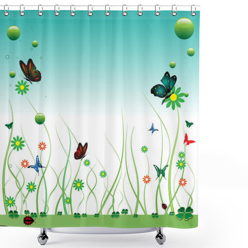 Personality  Butterflies And Flowers Shower Curtains