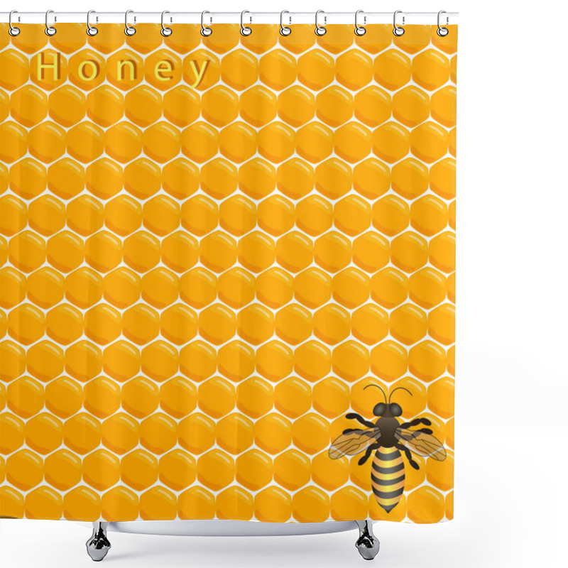 Personality  Vector Illustration Of Logo For The Theme Of Bees And Honey Shower Curtains