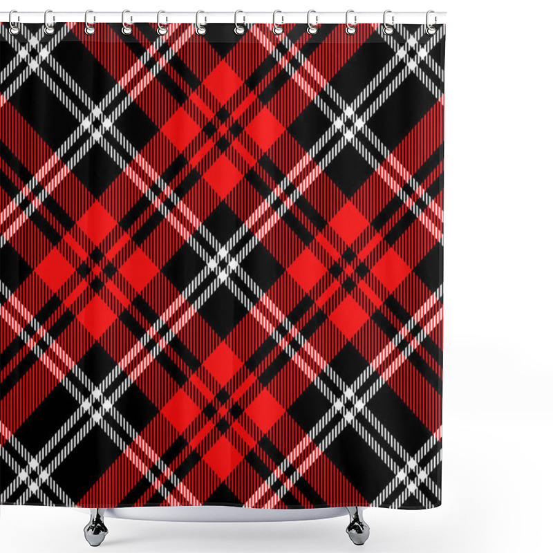 Personality  Tartan Pattern In Red And White. Shower Curtains