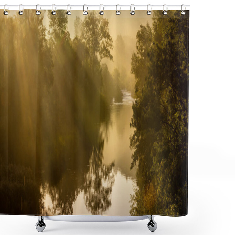 Personality  Early Morning River Shower Curtains