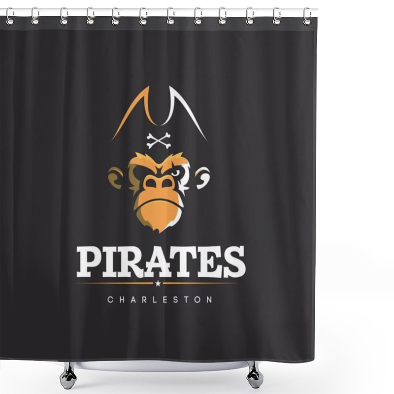 Personality  Modern Vector Professional Logo Emblem Pirates Monkey Shower Curtains