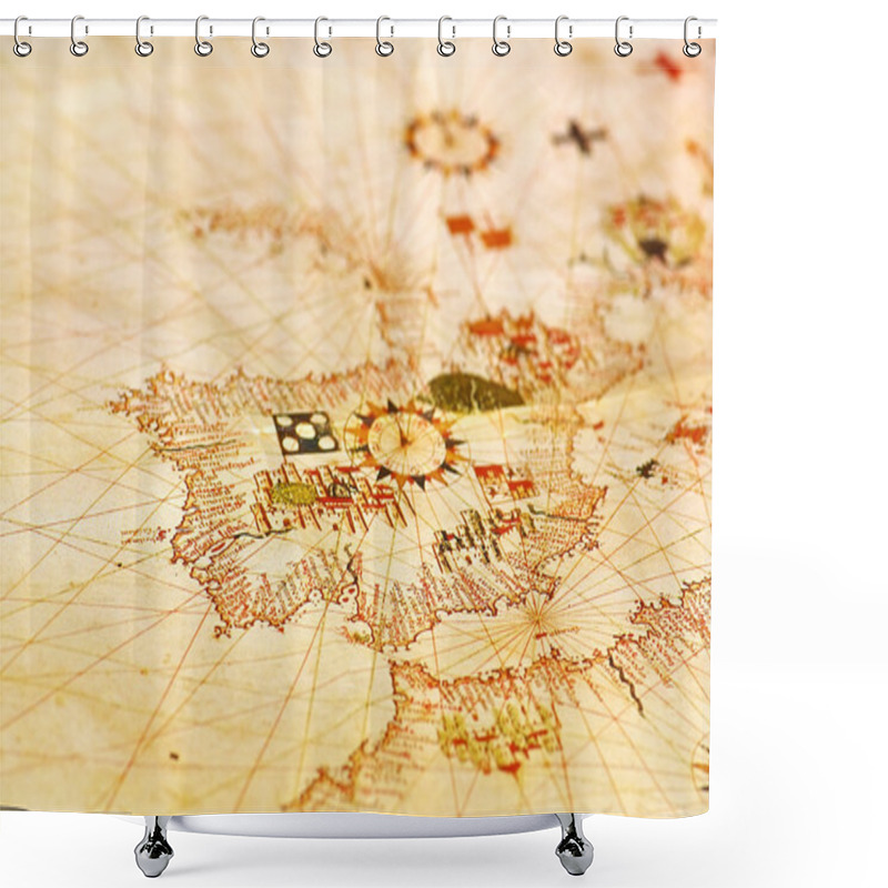 Personality  Portuguese Map. Shower Curtains