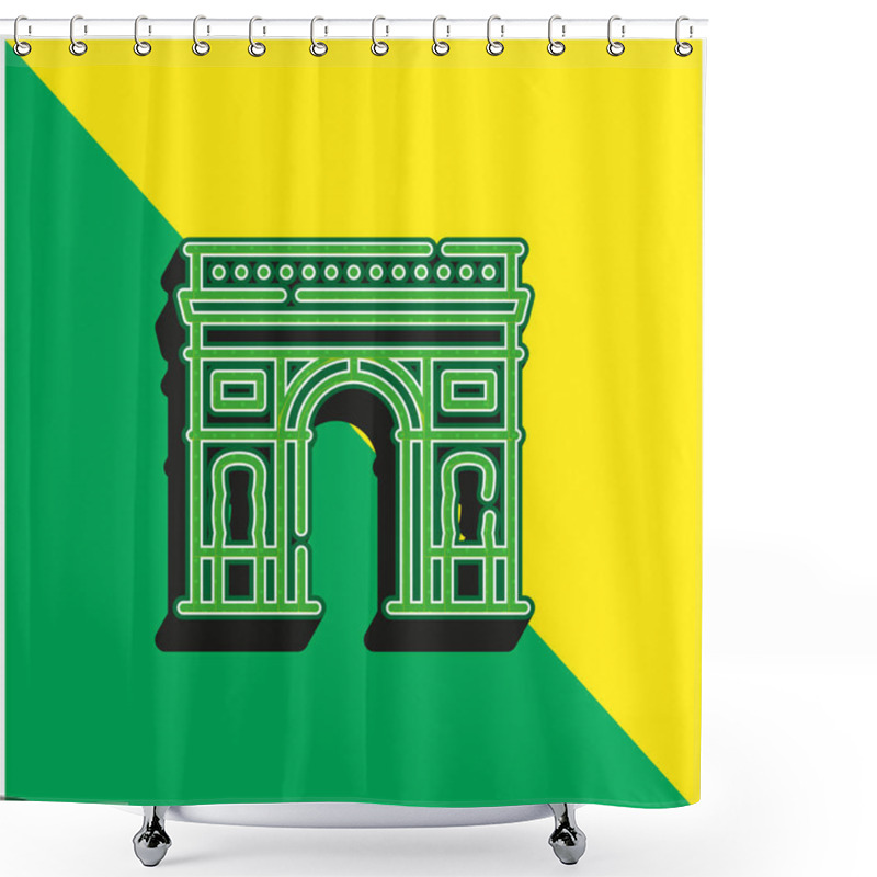 Personality  Arch Of Triumph Green And Yellow Modern 3d Vector Icon Logo Shower Curtains