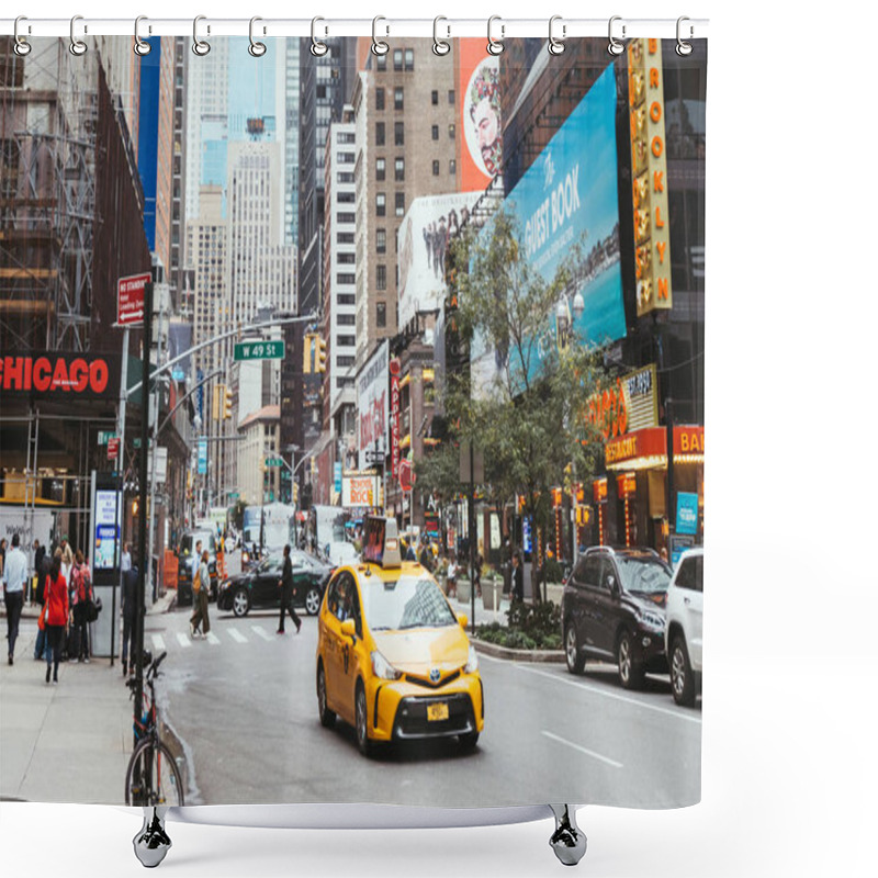 Personality  TIMES SQUARE, NEW YORK, USA - OCTOBER 8, 2018: Urban Scene With Crowded Times Square In New York, Usa Shower Curtains