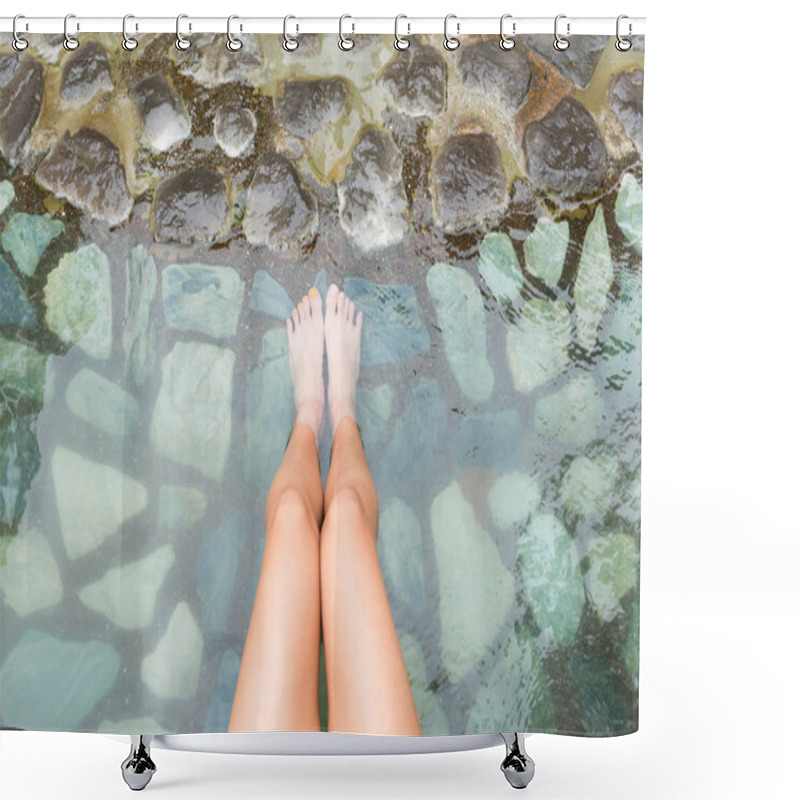 Personality  Woman Enjoy Hotsprings Shower Curtains