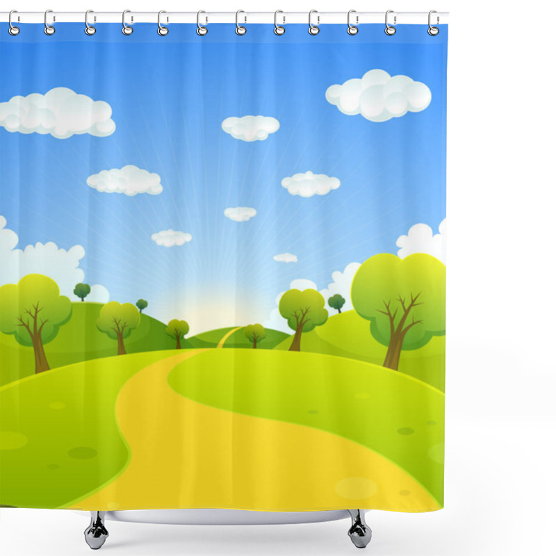 Personality  Spring Or Summer Cartoon Landscape Shower Curtains