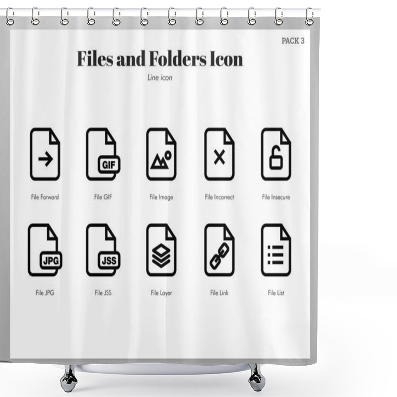 Personality  Files And Folders Icons Line Pack Shower Curtains