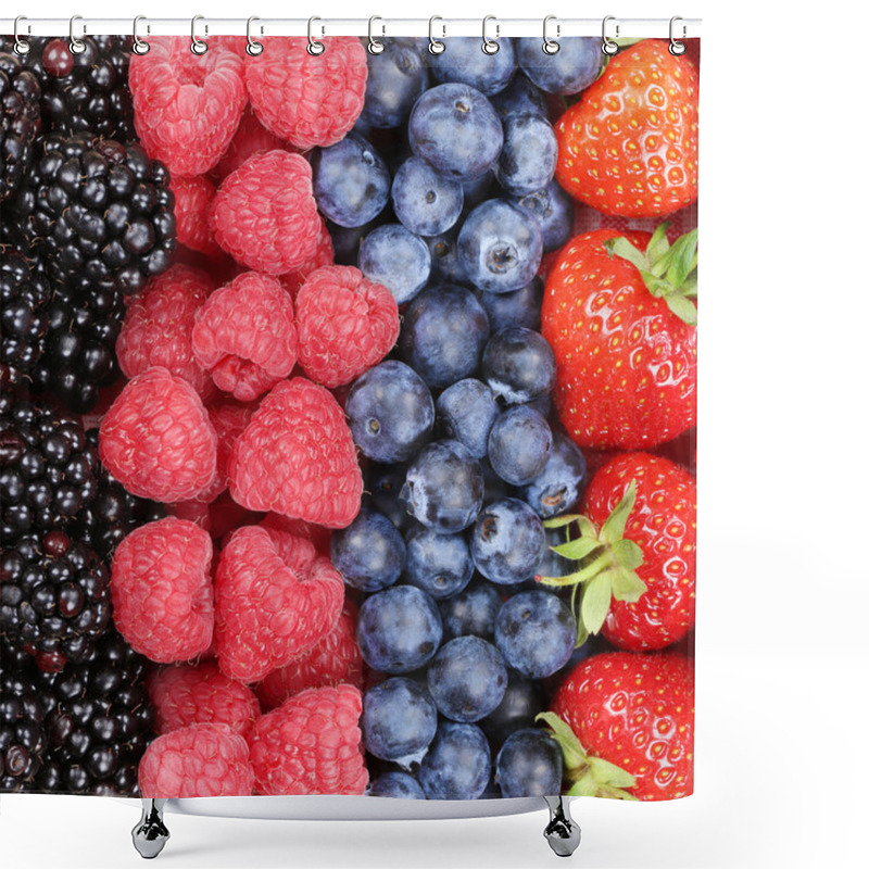 Personality  Berry Fruits In A Row With Strawberries, Blueberries And Raspber Shower Curtains