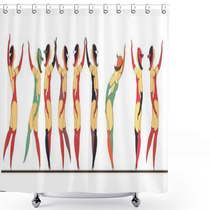 Personality  Set Of Circus Dancer Poster Shower Curtains