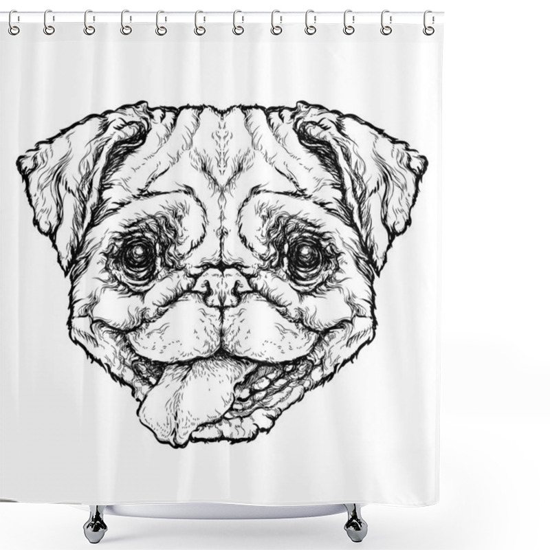 Personality  Funny Pug Dog. Shower Curtains