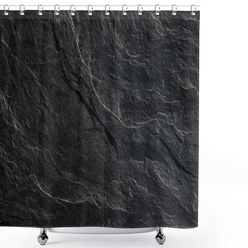 Personality  Beautiful, Textured Surface Of Black Silesian Slate Close-up. Background Image, Texture Shower Curtains