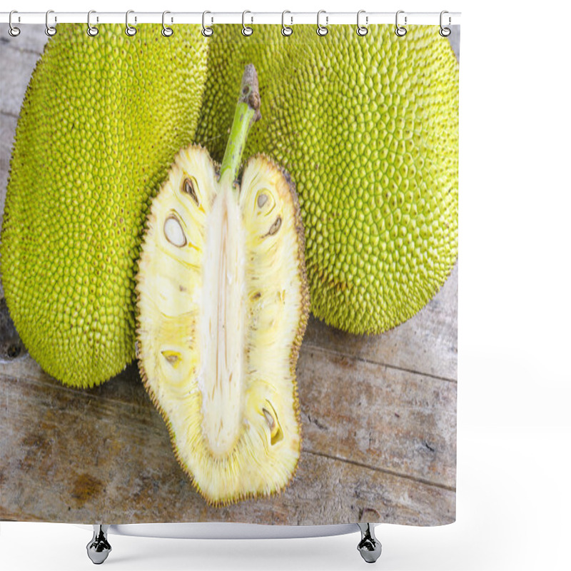 Personality  Cross-section Of Giant Jack-fruit.Tropical Fruit. Shower Curtains