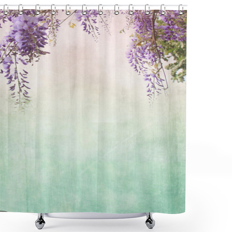 Personality  Grungy Background With Floral Border Shower Curtains