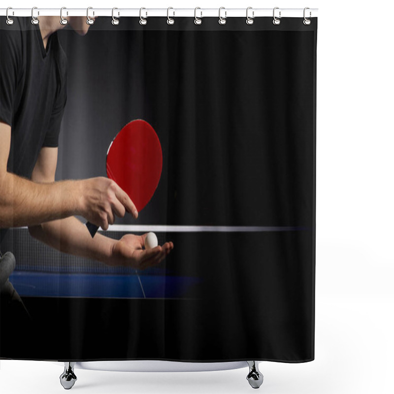 Personality  Portrait Of Young Man Playing Tennis  Shower Curtains