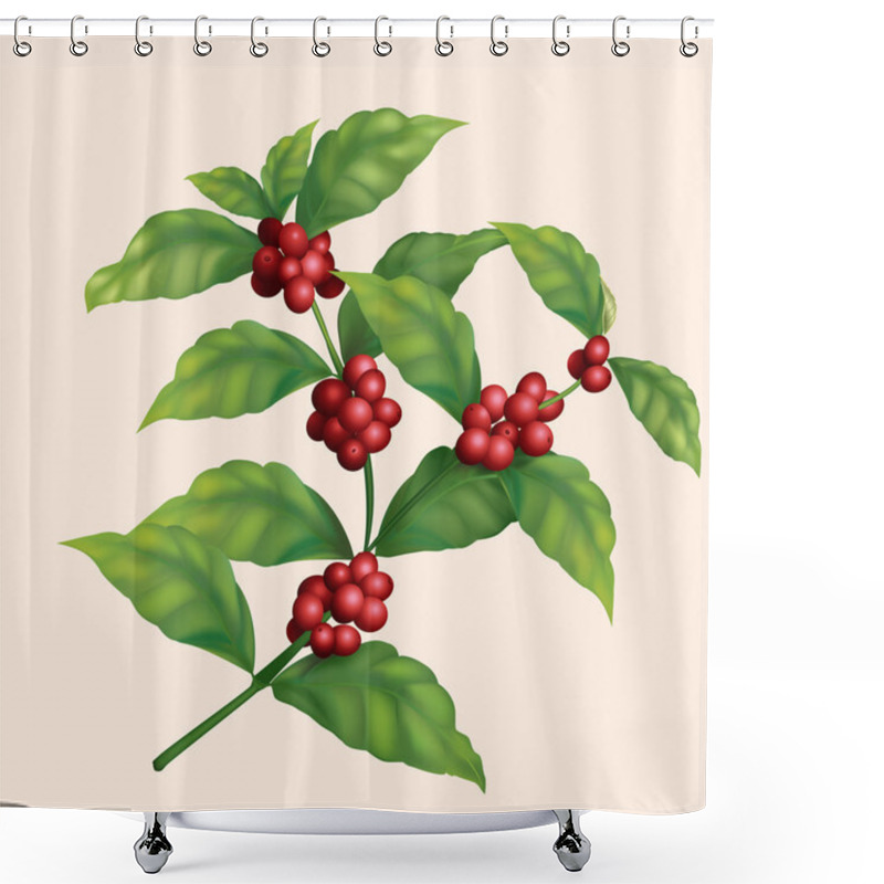 Personality  Icon Coffee Tree Branch With Berries Shower Curtains