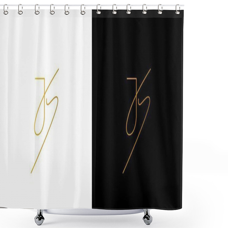 Personality  Modern And Unique Handwritten Letter JS Initials Logo Design Shower Curtains