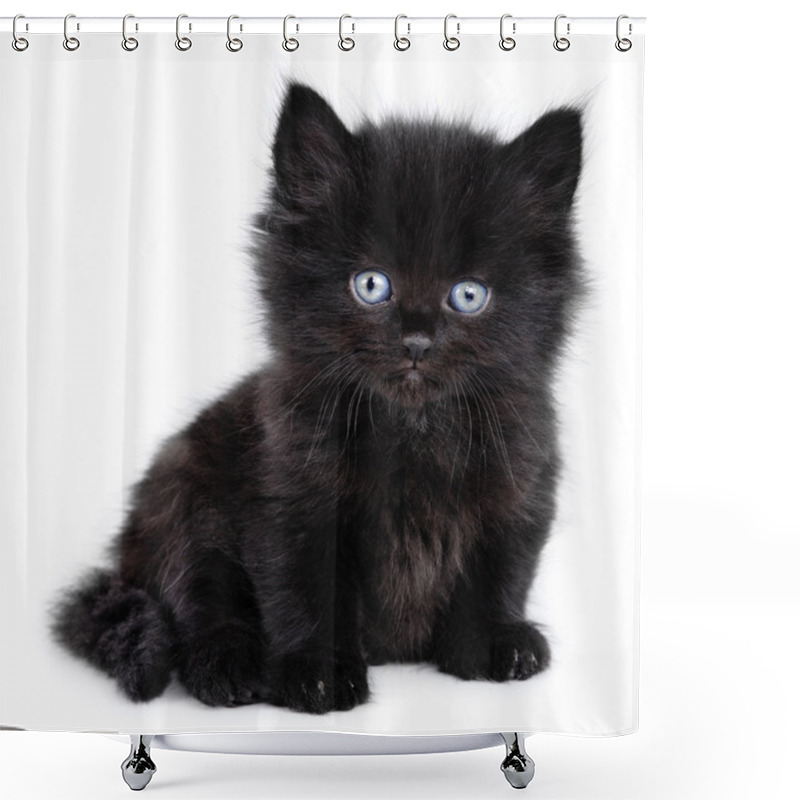 Personality  Black Little Kitten Sitting Down Shower Curtains