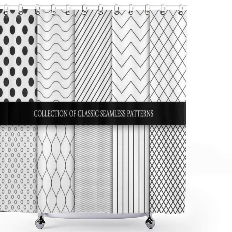 Personality  Collection Of Seamless Geometric Minimalistic Patterns. Shower Curtains