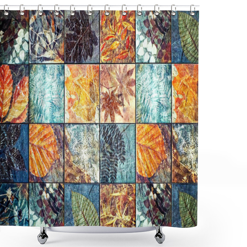 Personality  Old Wall Ceramic Tiles Patterns Handcraft From Thailand Public. Shower Curtains