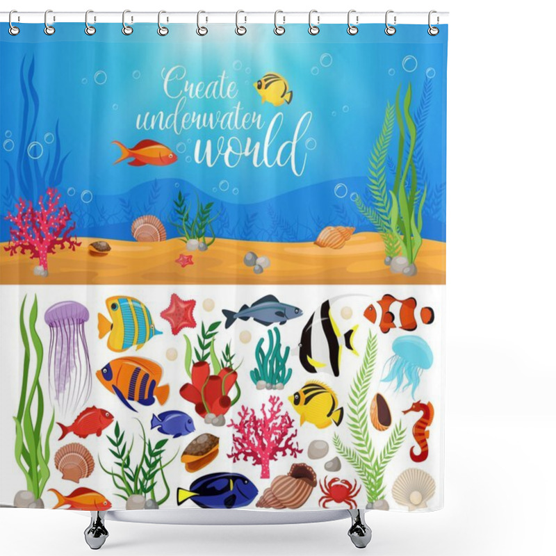 Personality  Sea Life Animals Plants Composition Shower Curtains