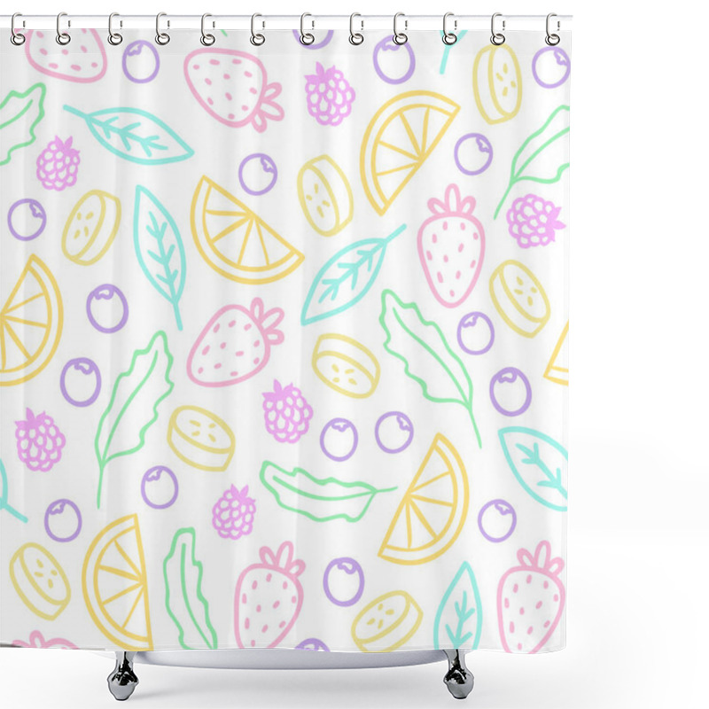 Personality  Doodle Fruits, Berries, Leafs. Seamless Pattern Shower Curtains