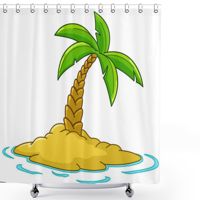 Personality  Island With Palm Tree Shower Curtains