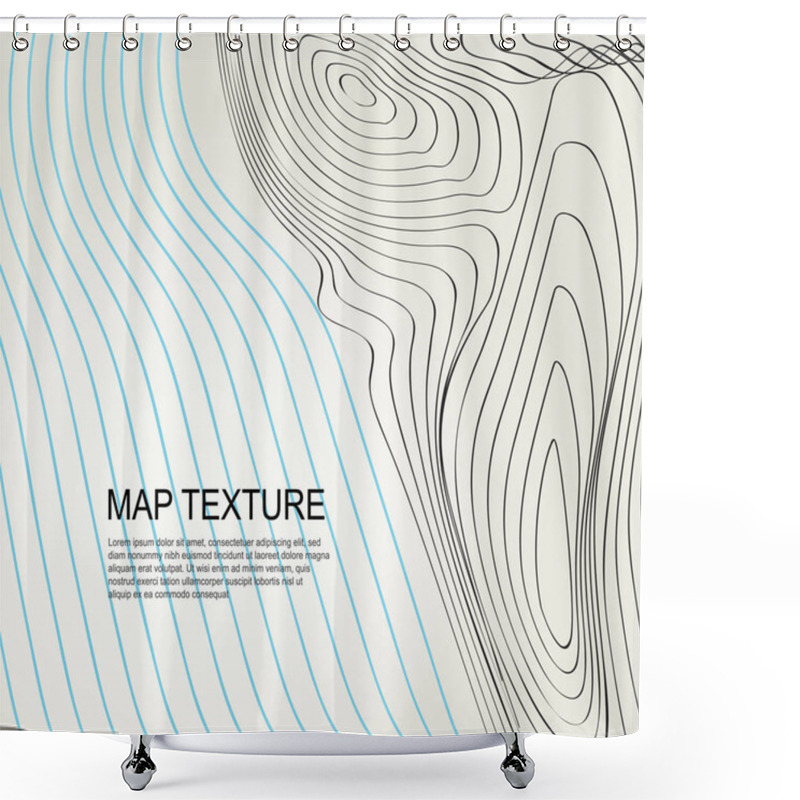 Personality  Topographical Vector Background With Place For Text. Geodesy Contouring Map Texture With Line Contours Of Terrain. Geographic Relief Mountains Landscape. Topography And Cartography Pattern Shower Curtains