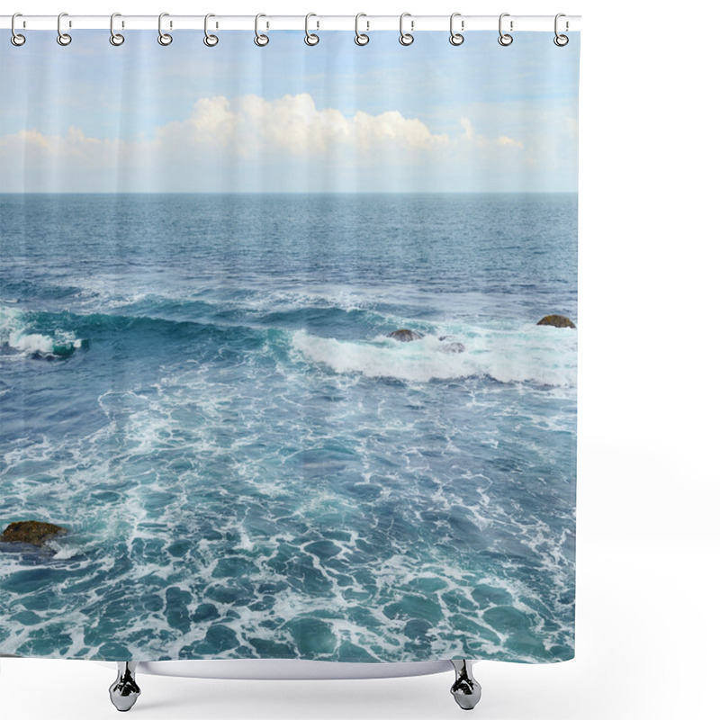 Personality  Beautiful Ocean Waves And Blue Sky Shower Curtains