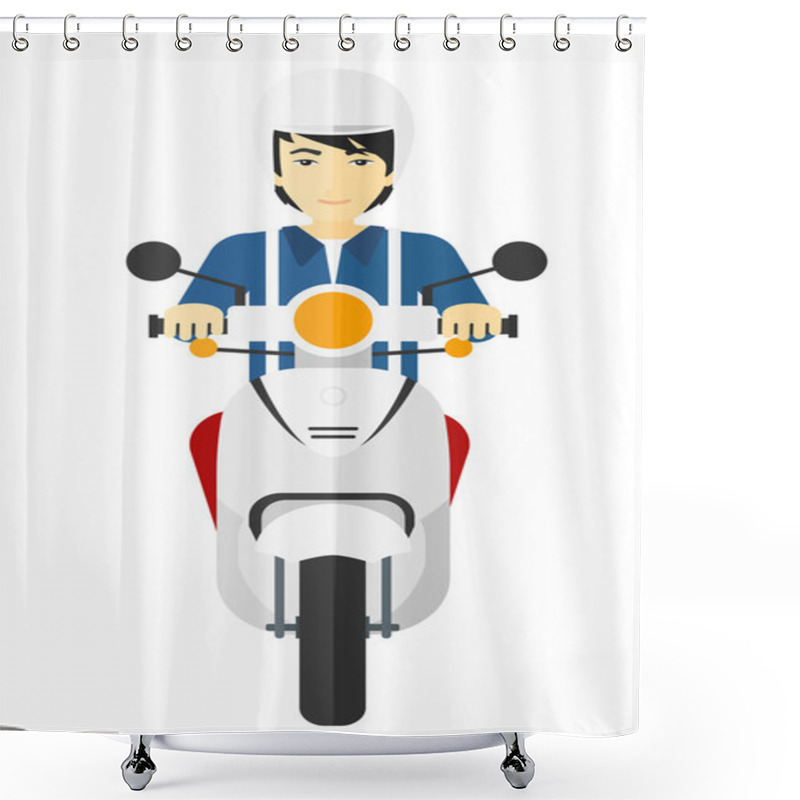 Personality  Man Riding Scooter. Shower Curtains