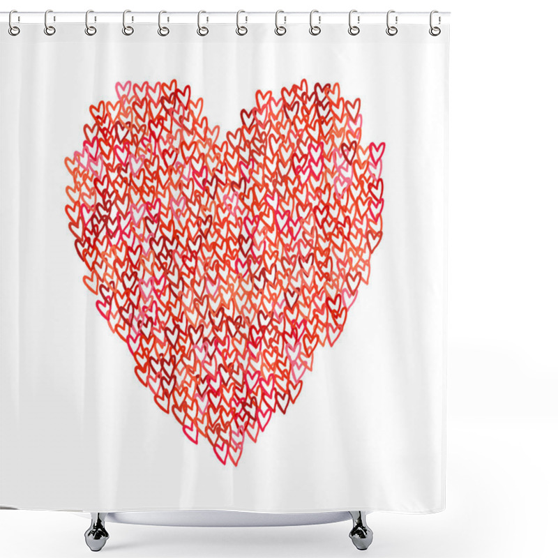 Personality  Illustration Of Big Heart Shape Filled With Hearts Shower Curtains