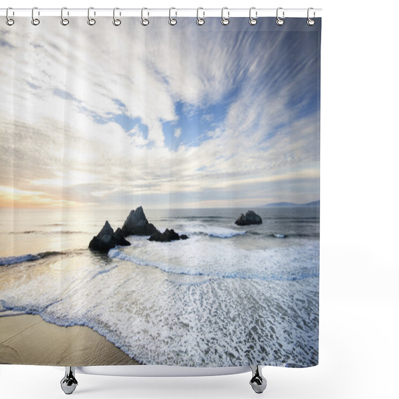 Personality  West Coast Shore At Sunset - Horizontal Shower Curtains