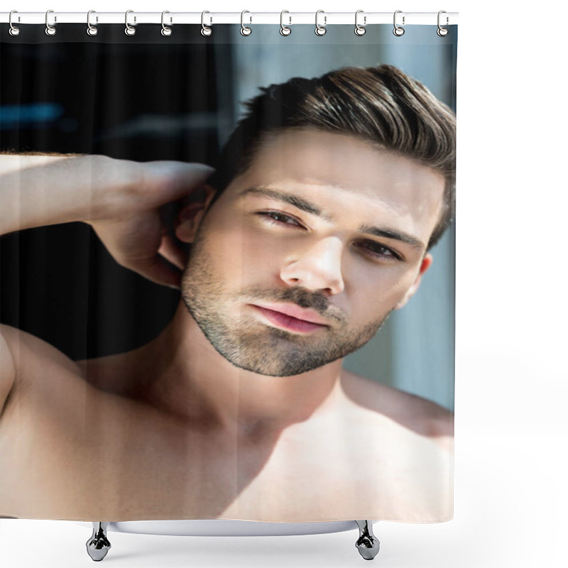 Personality  Shirtless Young Man Shower Curtains