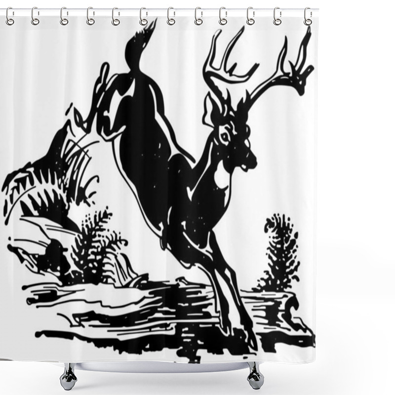 Personality  Leaping Deer Shower Curtains