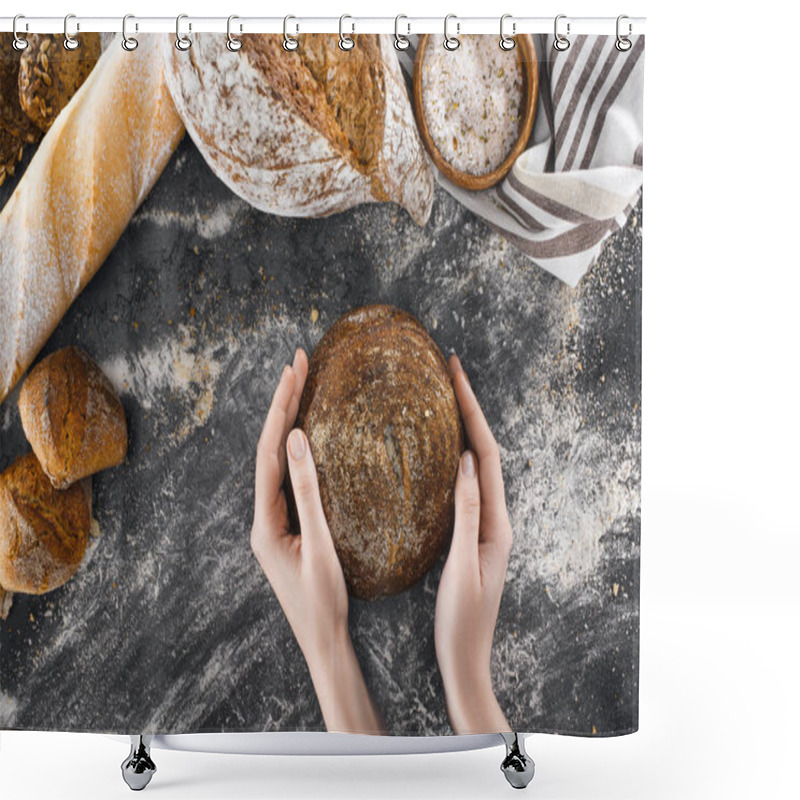 Personality  Hands With Homemade Bread  Shower Curtains