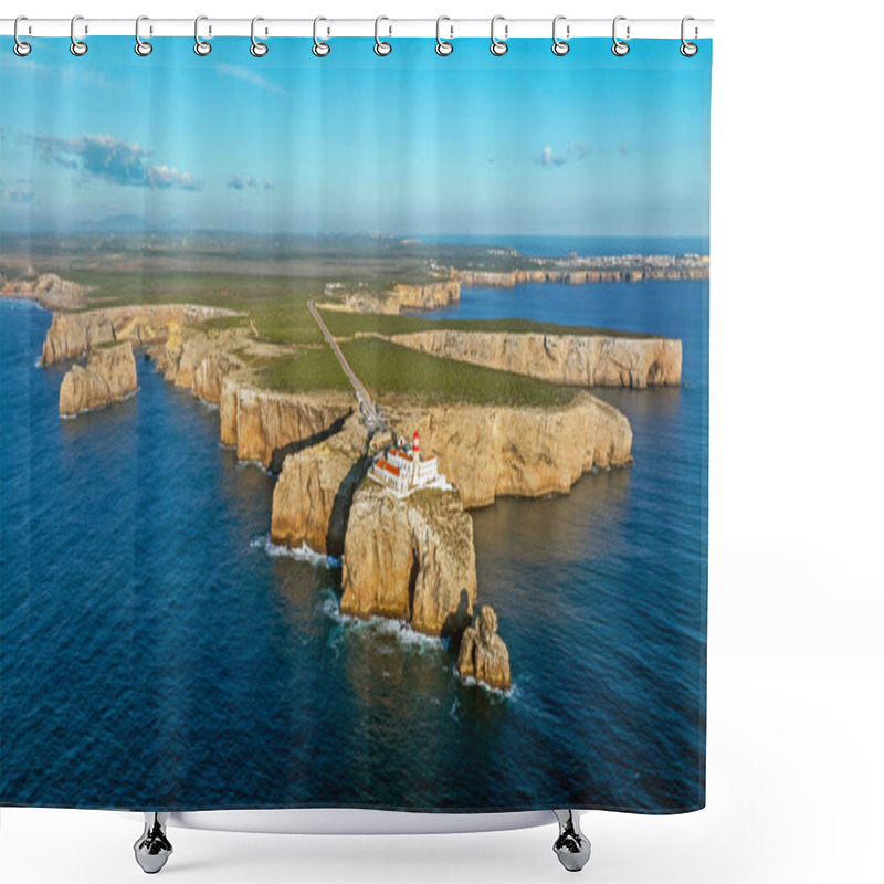 Personality  Aerial From The Lighthouse Cabo Vicente Near Sagres In Portugal Shower Curtains