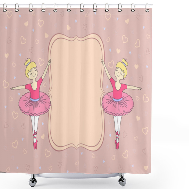 Personality  Vector Card With Two Ballet Dancers Shower Curtains