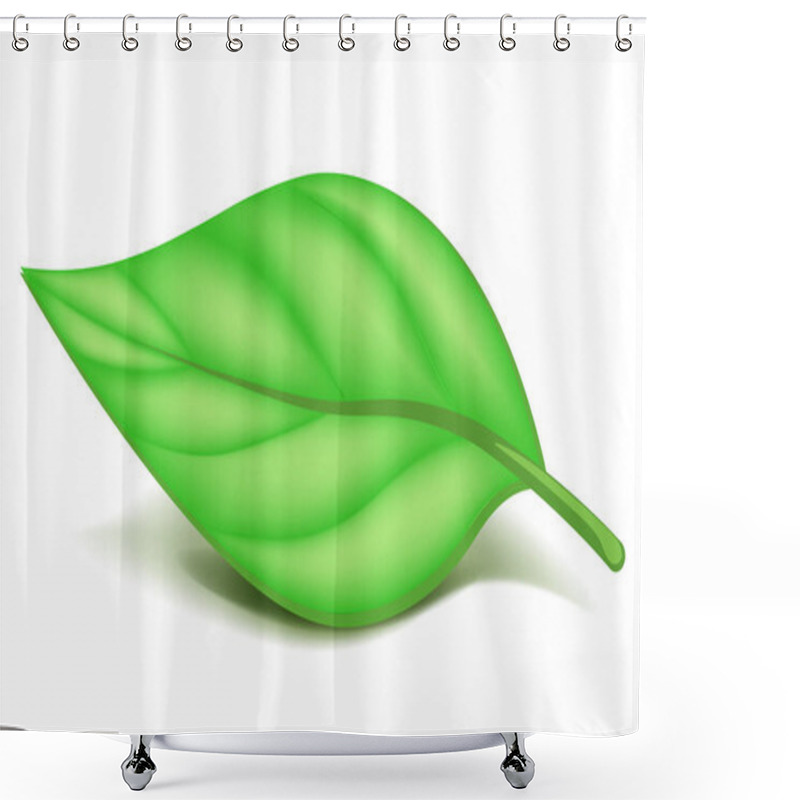 Personality  Oblonged Leaf On Small Stem Shower Curtains