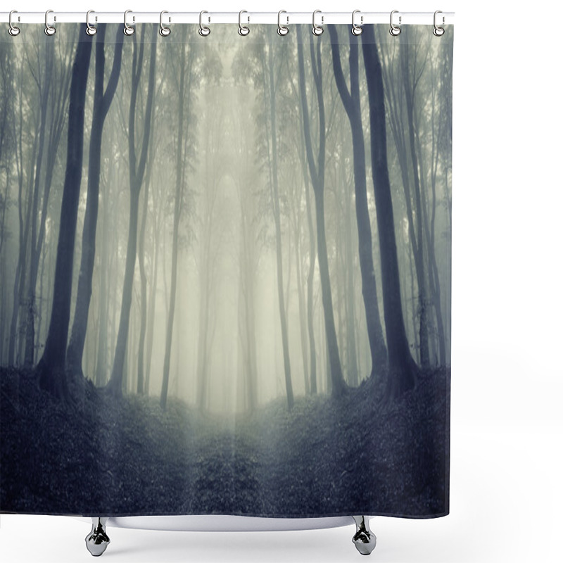 Personality  Forest Frame With Symmetrical Trees Shower Curtains