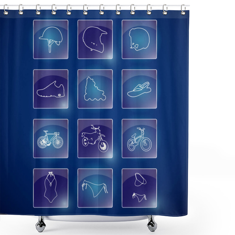 Personality  Sport Lifestyle Icons Vector Illustration   Shower Curtains