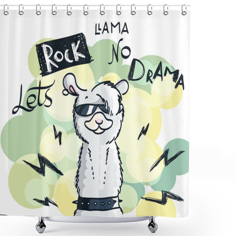 Personality  Cute Card With Cartoon Llama. Motivational And Inspirational Quote. Doodling Illustration Shower Curtains