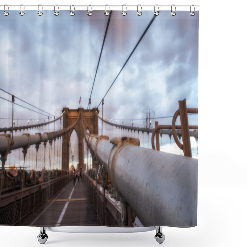 Personality  Wonderful View Of Brooklyn Bridge On A Summer Sunset Shower Curtains