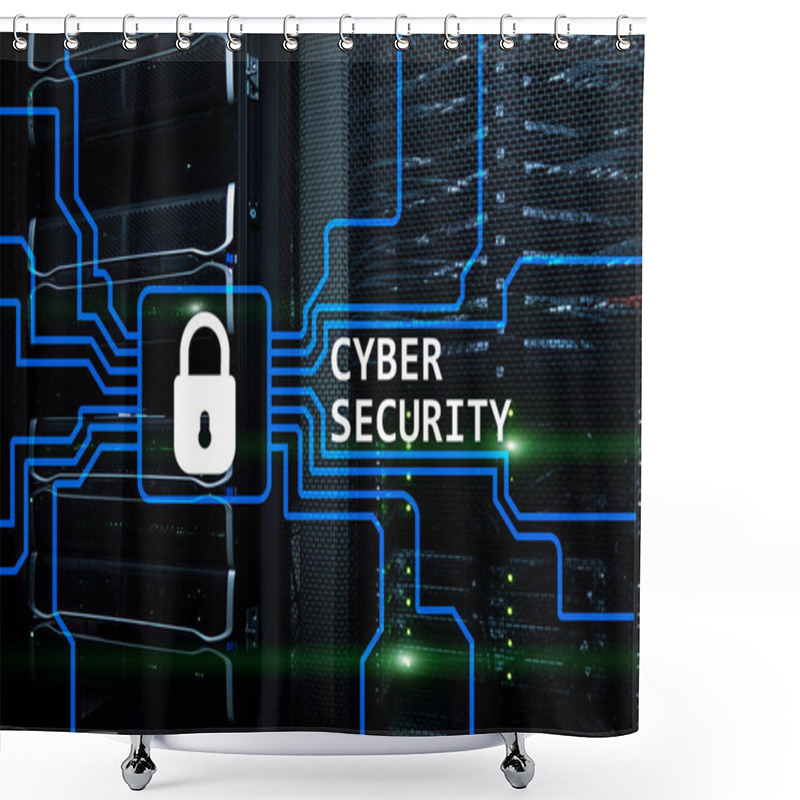 Personality  Cyber Security, Information Privacy And Data Protection Concept On Server Room Background. Shower Curtains