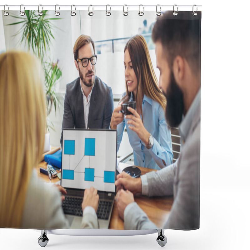 Personality  Business People Working Together On Project And Brainstorming In Office Shower Curtains