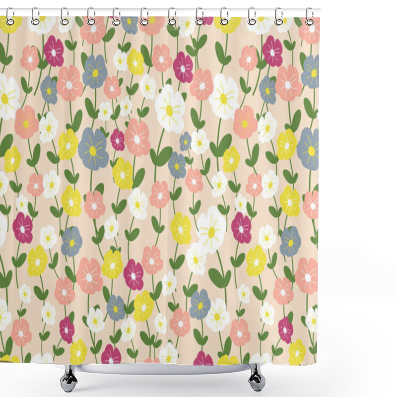 Personality  Flowers Texture Vector Seamless Pattern. Great For Spring And Summer Wallpaper, Backgrounds, Invitations, Packaging Design Projects. Surface Pattern Design. Shower Curtains