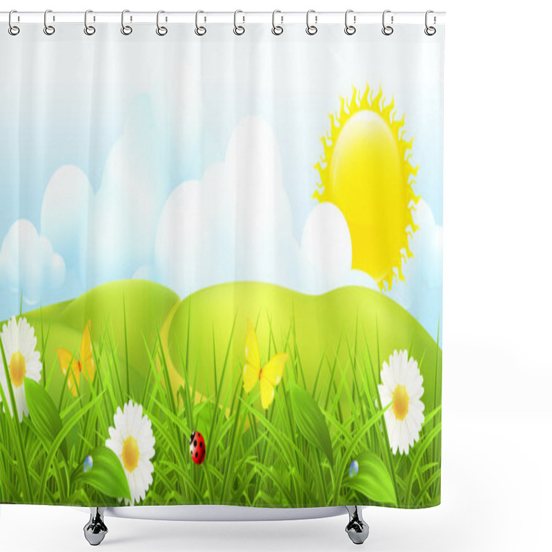 Personality  Green Landscape, 10eps Shower Curtains