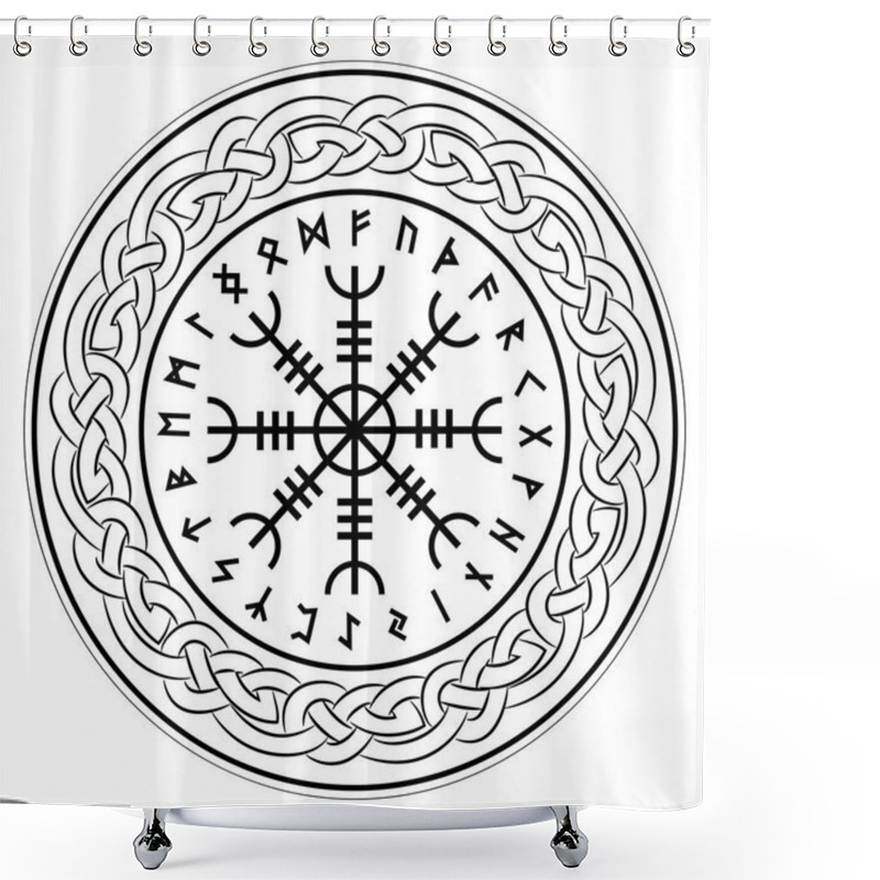 Personality  Aegishjalmur, Helm Of Awe (helm Of Terror), Icelandic Magical Staves With Scandinavian Runes, Isolated On White, Vector Illustration Shower Curtains